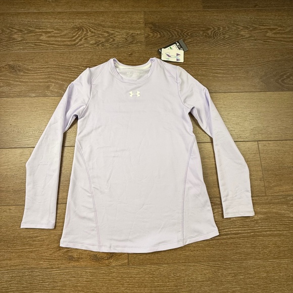 Under Armour Girls Cold Gear Longsleeve Crewneck Base Layer Lavender NWT Large - Picture 1 of 11